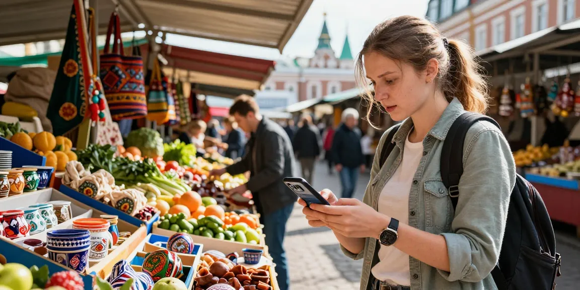 De manier waarop je kunt betalen in Rusland met https://payinrussia.com/ tijdens het verkennen van een lokale markt.